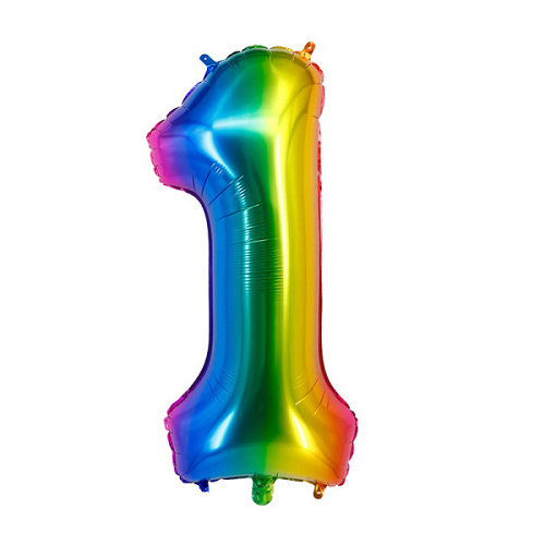 Шар (40"/102см) Цифра 1, Радуга, 1шт
