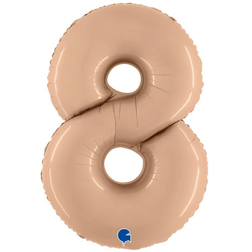 G Шар (40''/102 см) Цифра 8, Бежевый, Сатин, 1 шт. в уп.