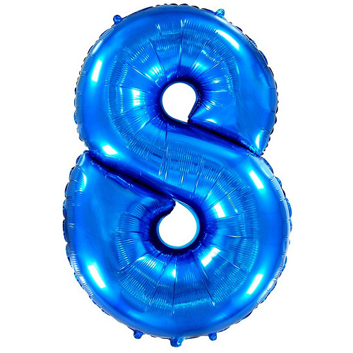 Ф Шар (40''/102 см) Цифра 8, Синий, 1 шт. в уп.