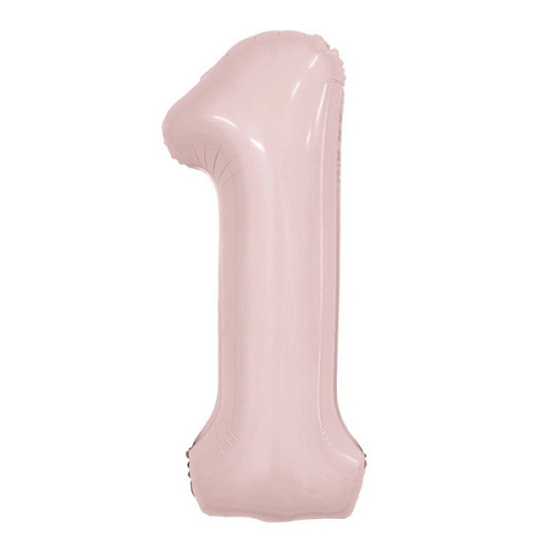 Шар (40''/102 см) Цифра 1, Slim, Пыльная роза, 1 шт. в уп.
