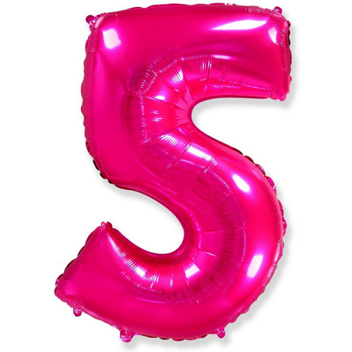 Ф Шар (40''/102 см) Цифра 5, Фуше, 1 шт. в уп.