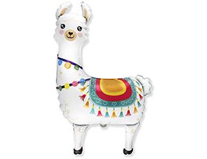 Шар (37''/94 см) Фигура, Лама Альпака, Белый, 1 шт. в уп.