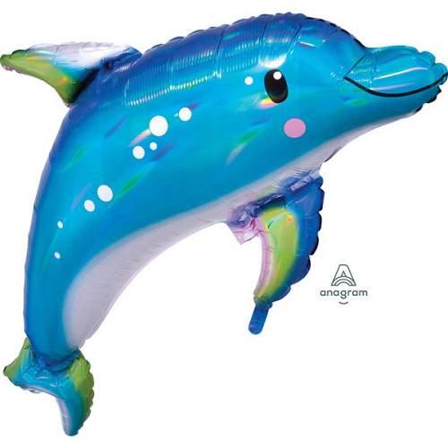 A Шар (29''/74 см) Фигура, Дельфин, Голубой, 1 шт. в уп.