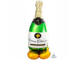 A Шар 3D (62"/157 см) Фигура на подставке, Бутылка Шампанского, 1 шт. в уп.