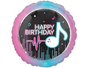 A Шар (18''/46 см) Круг, Нappy Вirthday, Блогер, 1 шт. в уп.