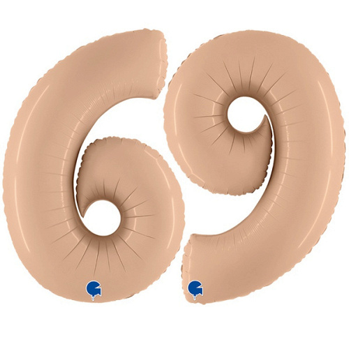 G Шар (40''/102 см) Цифра 6/9, Бежевый, Сатин, 1 шт. в уп.