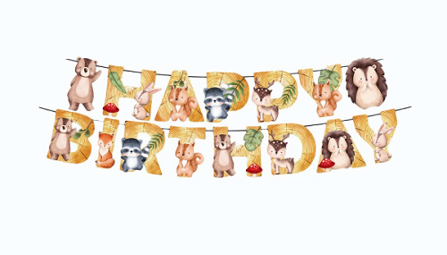 Гирлянда, Happy Birthday, Лесные зверята, 240 см, 1 уп.