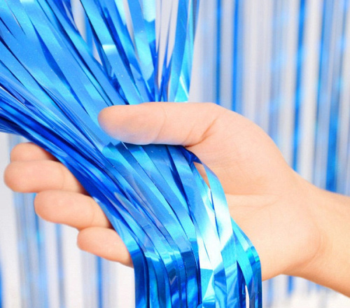 Занавес Дождик, Голубой, Металлик, 100*200 см, 1 шт.