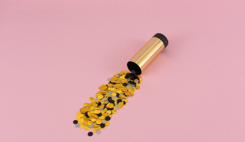 Пневмохлопушка, Золото, Конфетти металлик, 10 см, 1 шт.