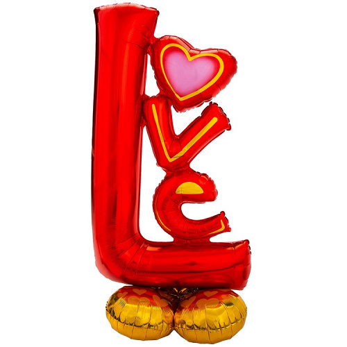 A Шар 3D (58"/147 см) Фигура на подставке, LOVE, Красный, 1 шт. в уп.