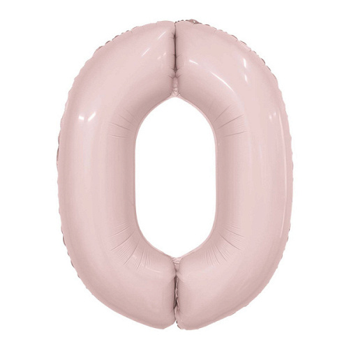 Шар (40''/102 см) Цифра 0, Slim, Пыльная роза, 1 шт. в уп.