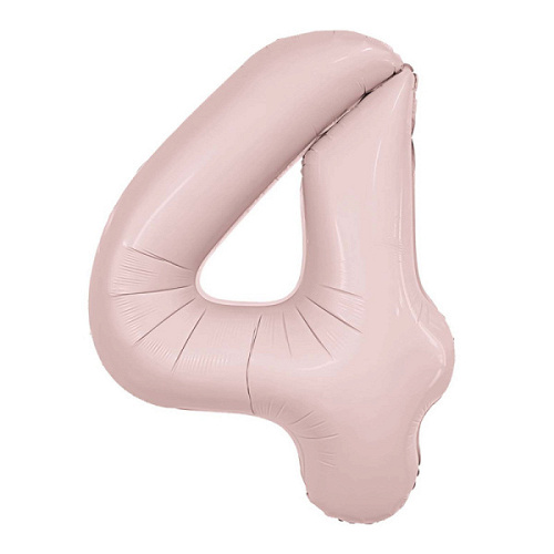 Шар (40''/102 см) Цифра 4, Slim, Пыльная роза, 1 шт. в уп.