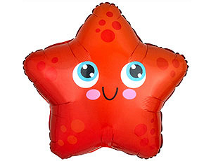 A Шар (17"/43 см) Фигура, Звезда морская, Красный, 1 шт. в уп.