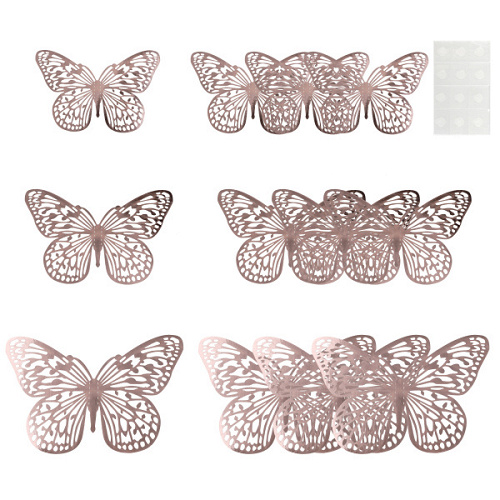 Наклейки бабочки, Розовое золото, 12 шт.
